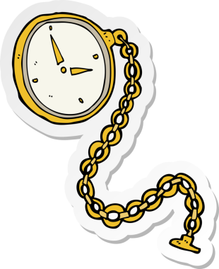 Bir insan tarafından çizilmiş bir çizgi film altın saatinin çıkartması.