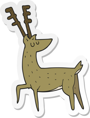 Bir insan tarafından çizilmiş karikatür geyiği etiketi.