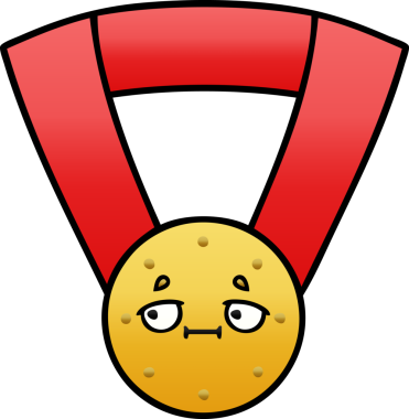 Bir insan tarafından çizilmiş altın madalyanın gölgelenmiş karikatürü.