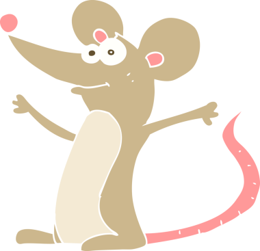 Bir insan tarafından çizilmiş bir farenin düz renk çizimi