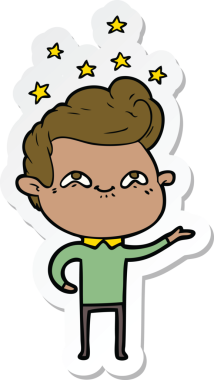 Bir insan tarafından çizilmiş heyecanlı bir adamın çıkartması.