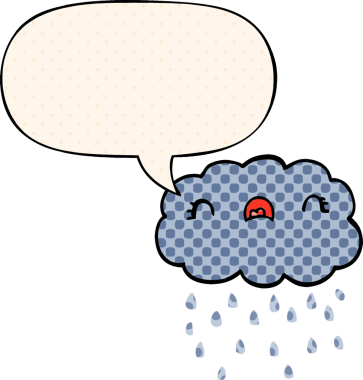 Bir insan tarafından çizilmiş çizgi roman tarzında konuşma baloncuğu olan şirin bir çizgi film bulutu.