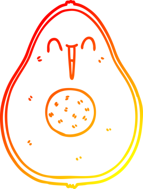 Bir insanın çizdiği mutlu avokado çizgi filminin sıcak gradyanı.