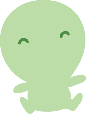 Bir insan tarafından çizilmiş küçük sevimli bir uzaylı.