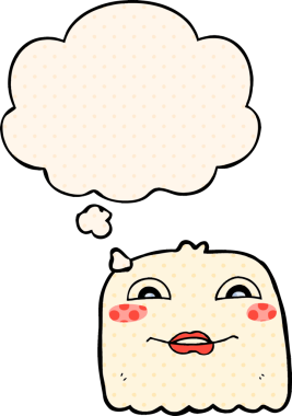 Bir insan tarafından çizilmiş çizgi roman tarzında düşünce baloncuğu olan çizgi film hayaleti.