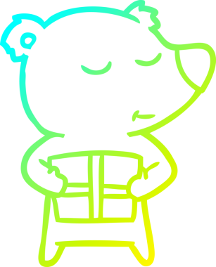 Mutlu bir kutup ayısının insan tarafından çizilmiş soğuk çizgi çizimi.