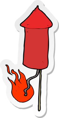 Bir insan tarafından çizilmiş havai fişek çıkartması.