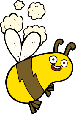 Bir insan tarafından çizilmiş komik çizgi film arısı.