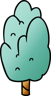 El çizimi çizgi film karalaması bir insan tarafından çizilmiş tek yeşil ağaç.