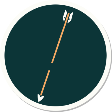 Bir insan tarafından çizilmiş okun geleneksel stiliyle dövme etiketi