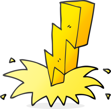 Bir insan tarafından çizilmiş karikatür yıldırımı.