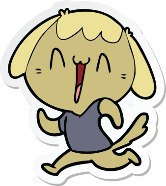 Bir insan tarafından çizilmiş şirin bir köpeğin çıkartması.