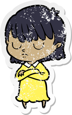 Bir insan tarafından çizilmiş karikatür bir kadının sıkıntılı çıkartması.