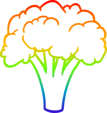 gökkuşağı gradyan çizgi çizimi bir insan tarafından çizilmiş bir brokoli