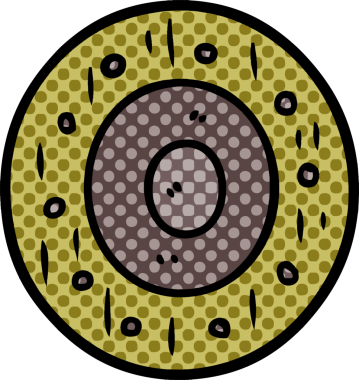 Bir insan tarafından çizilmiş çizgi film kalkanı.