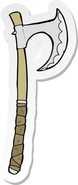 Bir insan tarafından çizilmiş viking baltasının çıkartması.