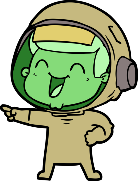 Bir insan tarafından çizilmiş mutlu astronot çizgi filmi.