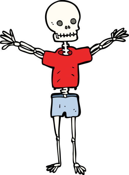 Bir insan tarafından çizilmiş kıyafetlerle çizilmiş bir iskelet