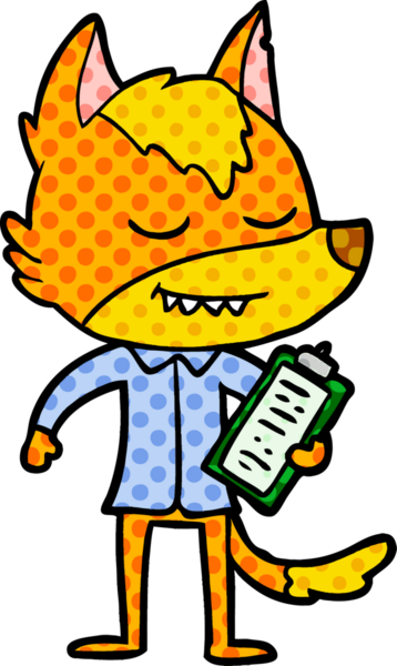 Ofis çalışanı Fox çizgi film karakteri bir insan tarafından çizilmiş.