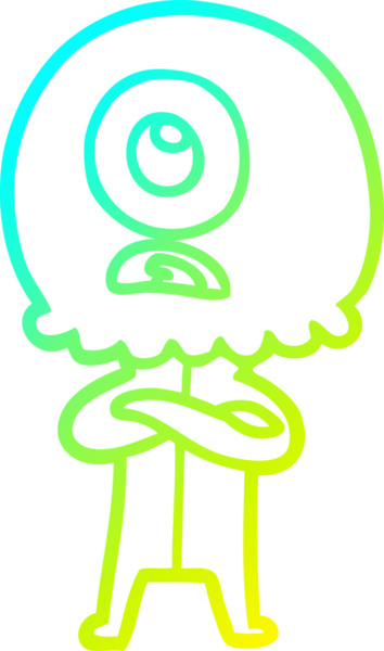 Bir insan tarafından çizilmiş soğuk gradyan çizgi çizimi Kiklops uzaylı uzay adamı