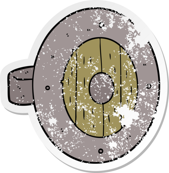 Bir insan tarafından çizilmiş viking kalkan karikatürü.