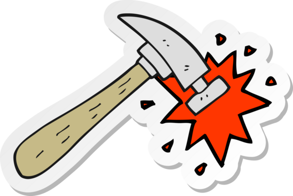 Bir insan tarafından çizilmiş bir karikatür çekicin çıkartması.