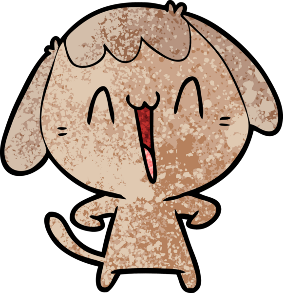 Bir insan tarafından çizilmiş şirin bir çizgi film köpeği.