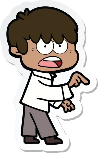 Bir insan tarafından çizilmiş endişeli bir çizgi film çocuğunun çıkartması.