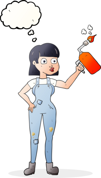 Bir insan tarafından çizilmiş tulumlu balon baloncuklu kadın.