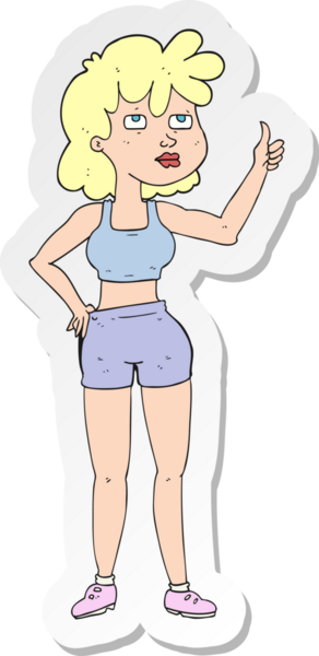 Bir insan tarafından çizilmiş bir spor salonundaki kadının çıkartması.