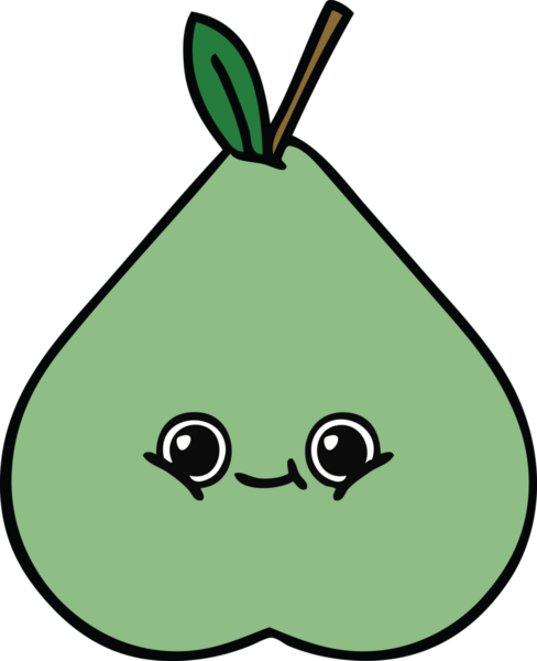 Bir insan tarafından çizilmiş yeşil armut karikatürü.