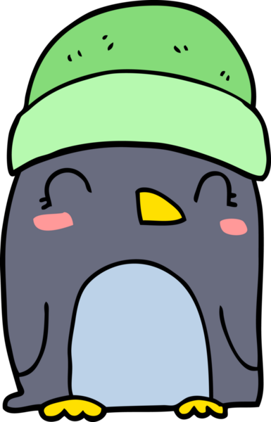 Bir insan tarafından çizilmiş sevimli penguen çizgi filmi.