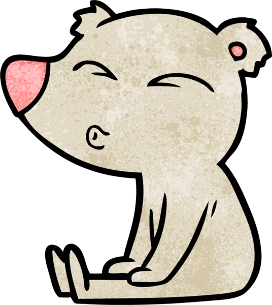 Bir insan tarafından çizilmiş ıslık çalan ayı çizgi filmi.