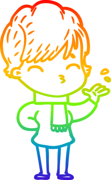 Gökkuşağı gradyan çizgi çizimi Bir insan tarafından çizilmiş bir çizgi kadın