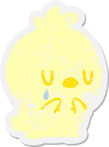 cute little bird crying grunge sticker drawn by a human