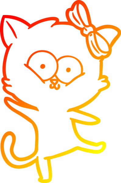 Bir insan tarafından çizilmiş çizgi film kedisinin sıcak çizgi çizimi