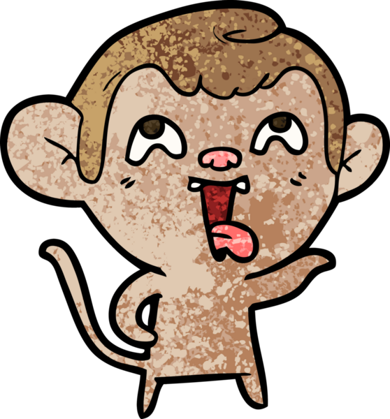 Bir insan tarafından çizilmiş çılgın çizgi film maymunu