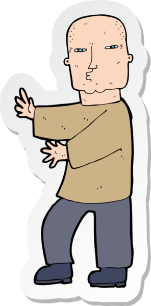 Bir insan tarafından çizilmiş sert bir adamın çıkartması.