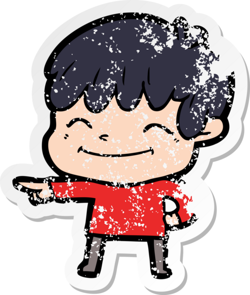 Bir insan tarafından çizilmiş mutlu bir çocuğun sıkıntılı çıkartması.