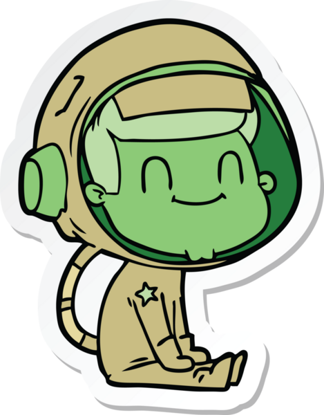 Bir insan tarafından çizilmiş mutlu bir astronotun çıkartması.
