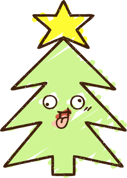 Bir insan tarafından çizilmiş Noel Ağacı Tebeşiri