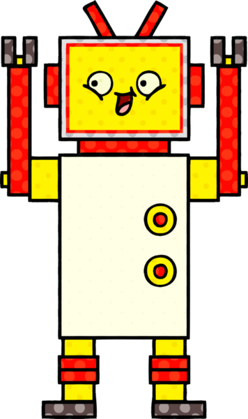 bir insan tarafından çizilmiş bir robotun çizgi roman tarzı