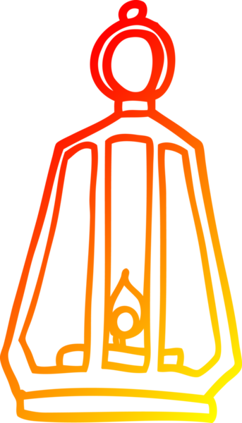 Bir insan tarafından çizilmiş çizgi film fenerinin sıcak gradyan çizimi