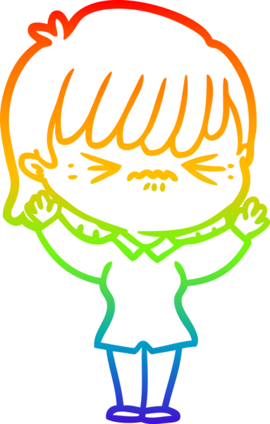 gökkuşağı gradyan çizimi bir insan tarafından çizilmiş bir çizgi film kızı