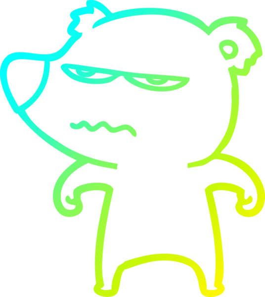 Sinirli bir ayı karikatürünün insan tarafından çizilmiş soğuk gradyan çizimi