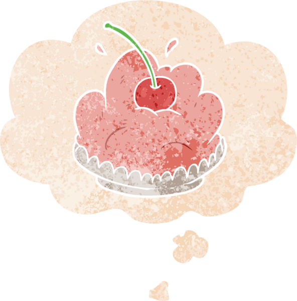 Düşünce baloncuklu karikatür tatlısı grunge dertli eski moda bir insan tarafından çizilmiş.