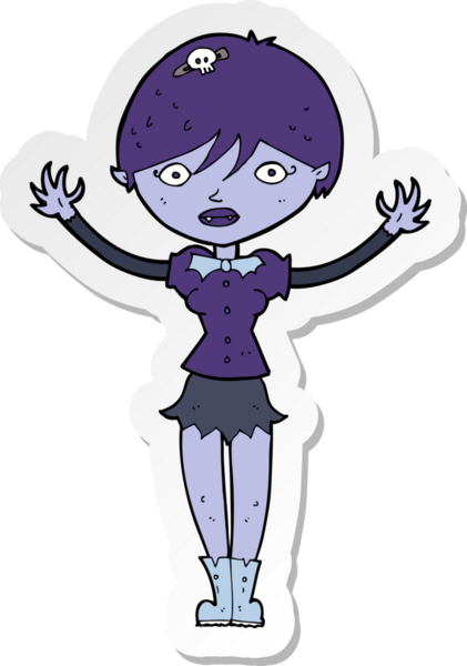 Bir insan tarafından çizilmiş vampir bir kızın çıkartması.