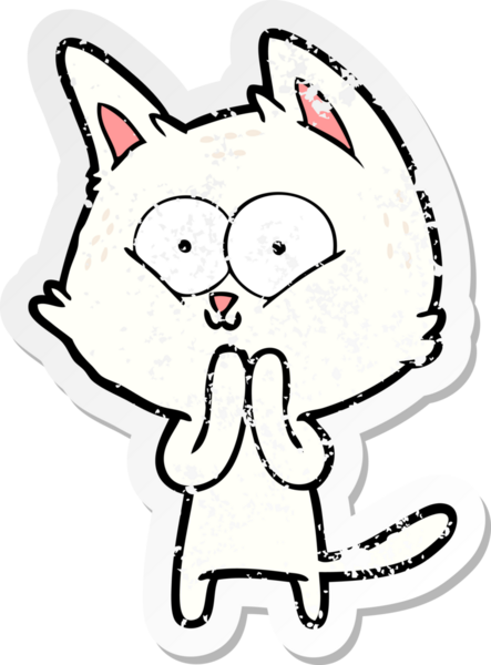 Bir insan tarafından çizilmiş karikatür bir kedinin sıkıntılı çıkartması.