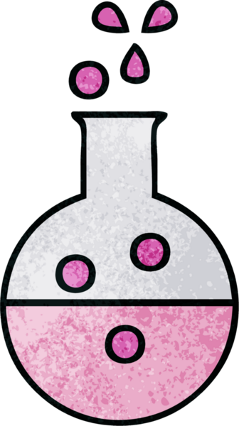 retro grunge texture cartoon of a chemistry tube drawn by a human