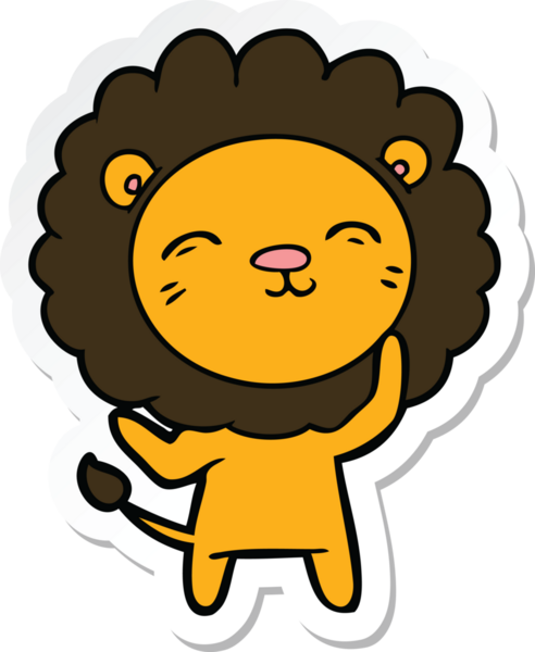 Bir insan tarafından çizilmiş karikatür aslanının çıkartması.